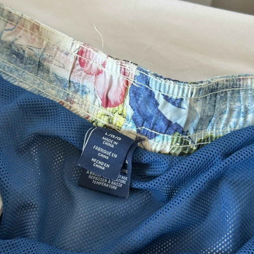 Men's Tropical Pineapple Print Swim Trunks - Light Blue L size